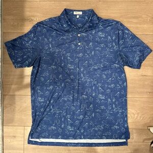 Peter Millar Crown Performance Summer Comfort Polo Shirt Western Sz Men L Blue